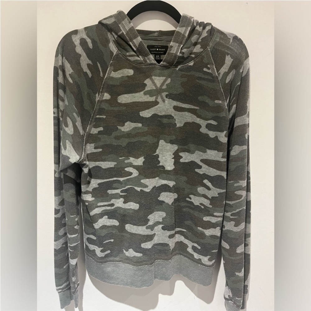 Lucky Brand Green & Gray Camouflage Hoodie